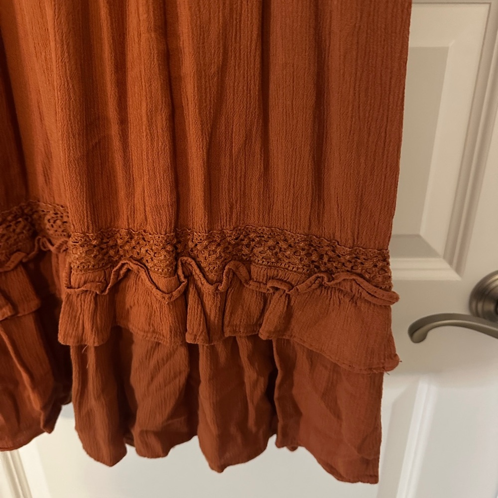 Long Sleeve Orange Midi Dress - Picture 5 of 5